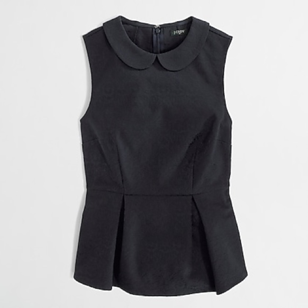 J.CREW navy cotton peplum top jacquard size 2